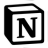 Logo de l'outil Notion que je maitrise parfaitement pour centraliser et organiser mes travaux