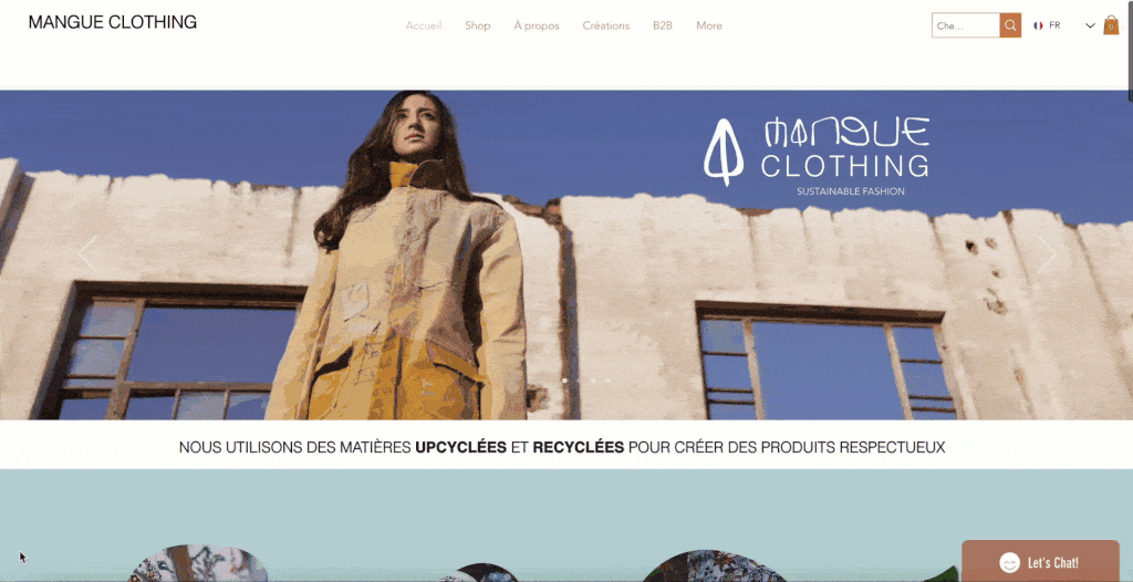 Mangue sustainable fashion made in france upcycling clothes and accessories digital communication web design